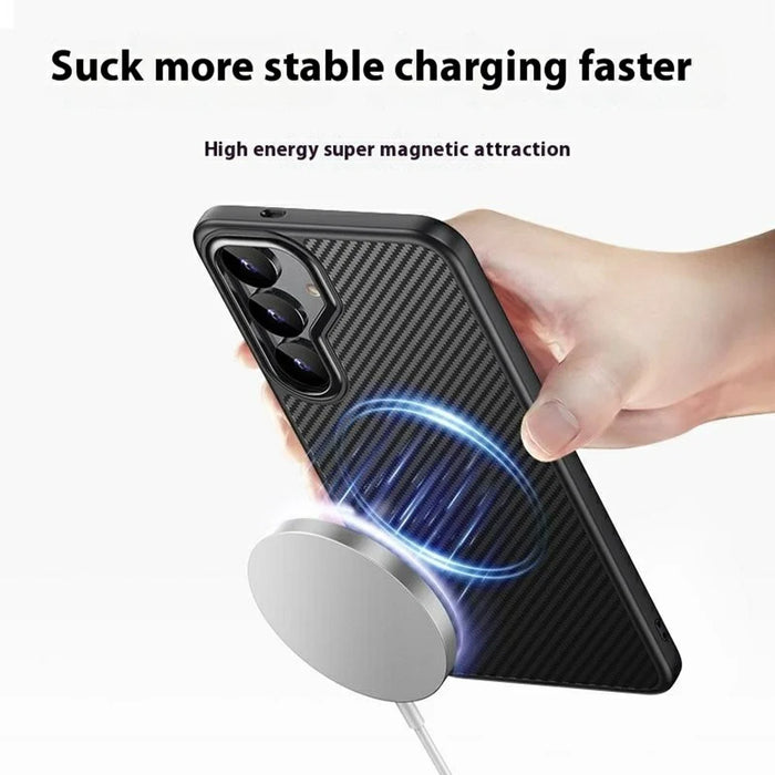 For Samsung Galaxy S25+ Magnetic Case Carbon Fiber Texture PC + TPU Cover - 4