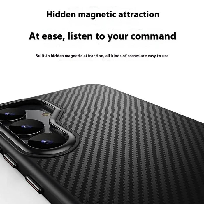 For Samsung Galaxy S25+ Magnetic Case Carbon Fiber Texture PC + TPU Cover - 5