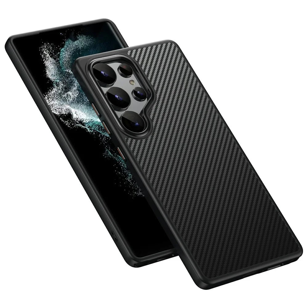 For Samsung Galaxy S25 Ultra Magnetic Case Carbon Fiber Texture PC + TPU Cover - 2