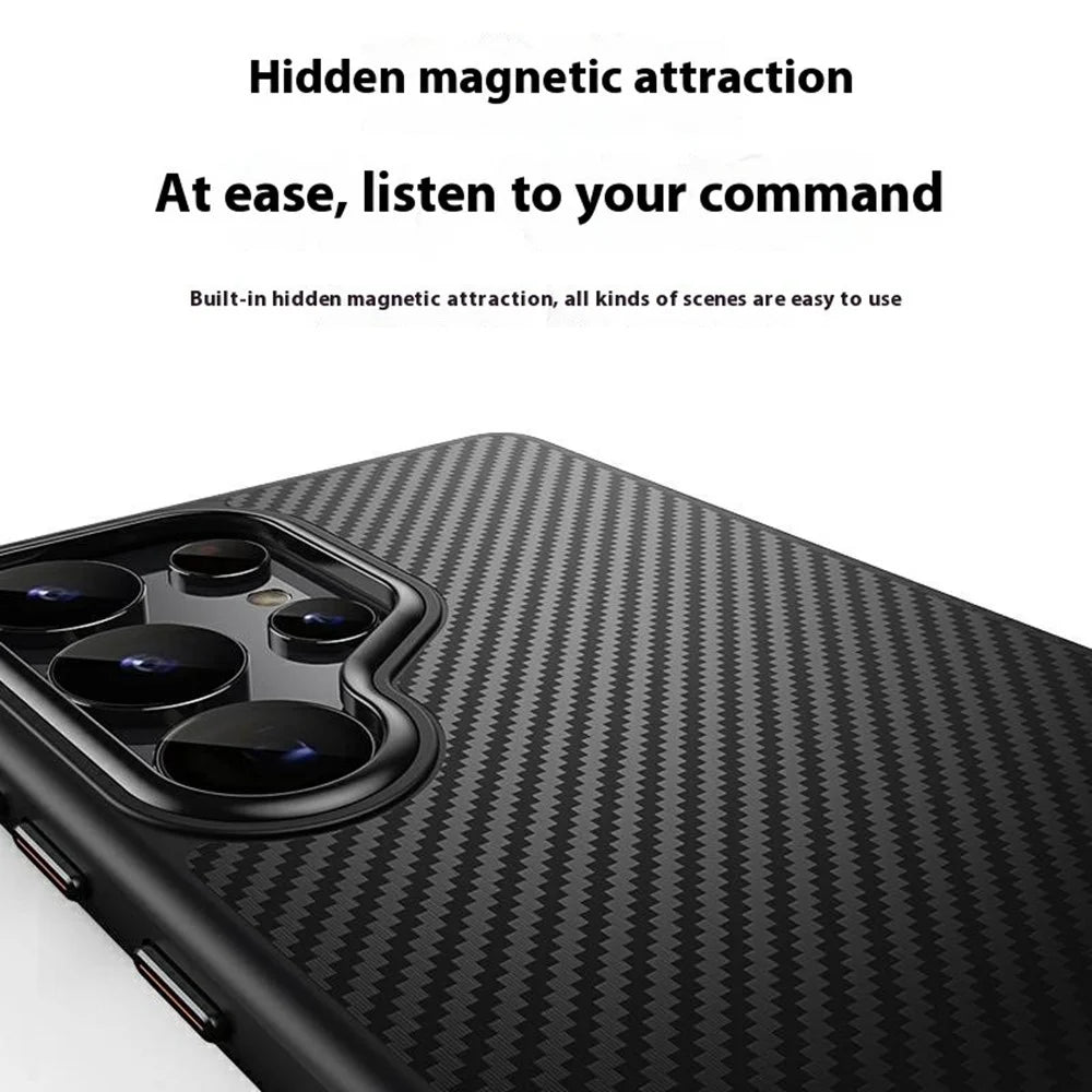 For Samsung Galaxy S25 Ultra Magnetic Case Carbon Fiber Texture PC + TPU Cover - 5