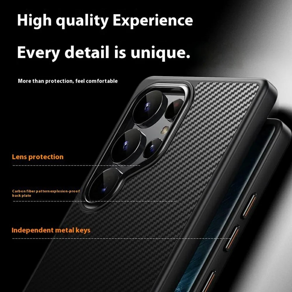 For Samsung Galaxy S25 Ultra Magnetic Case Carbon Fiber Texture PC + TPU Cover - 6