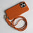 For iPhone 15 Pro Max Case With Lanyard Genuine Cow Leather PC Phone Back Cover - Orange - 2