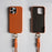 For iPhone 15 Pro Max Case With Lanyard Genuine Cow Leather PC Phone Back Cover - Orange - 4