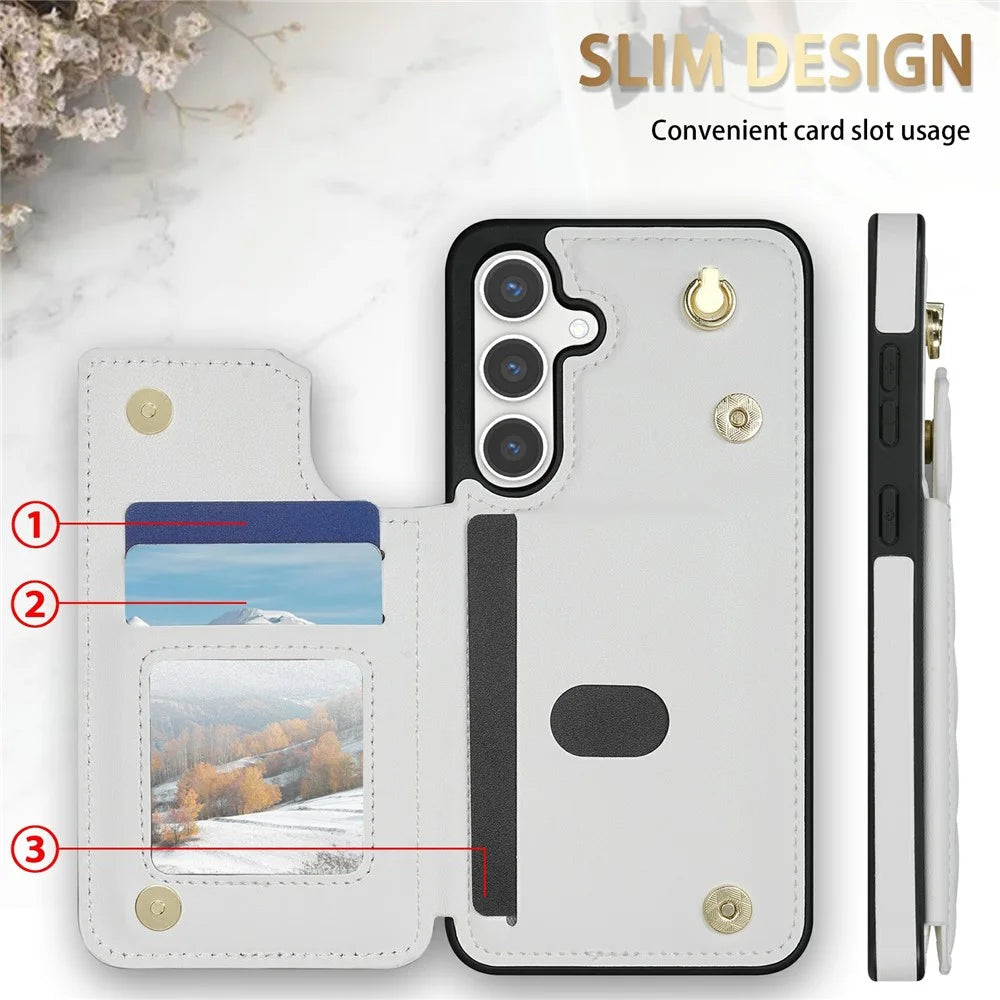 For Samsung Galaxy A16 5G  /  4G Case with Wrist Strap Card Slots Rhombus Leather + TPU Phone Cover - White - 6