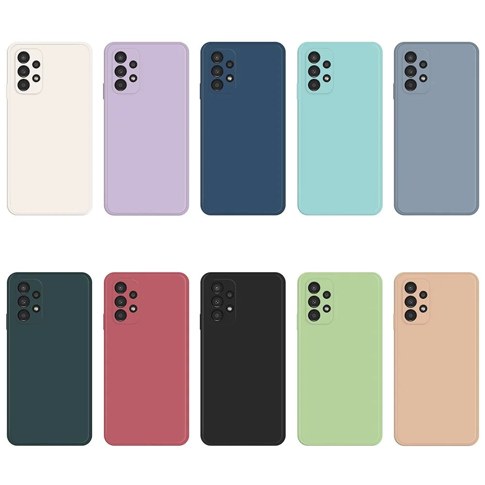 For Samsung Galaxy A13 4G Straight Edge Rubberized TPU Anti-drop Case Microfiber Lining Protective Cover - Beige - 6