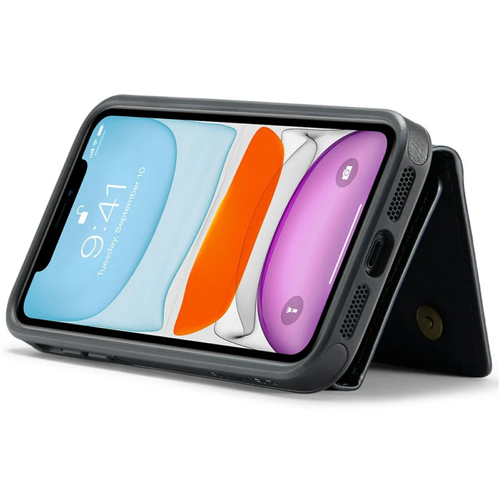 DG.MING M6 Series For iPhone 11 Case Magnetic Wallet PU+PC+TPU Phone Cover - Black - 5