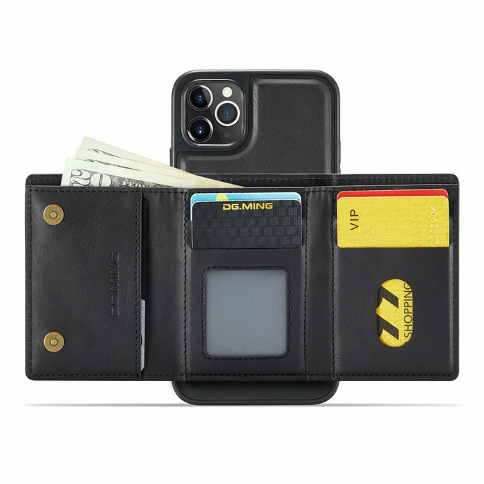 DG.MING M6 Series For iPhone 11 Pro Case Magnetic Wallet PU+PC+TPU Phone Cover - Black - 2