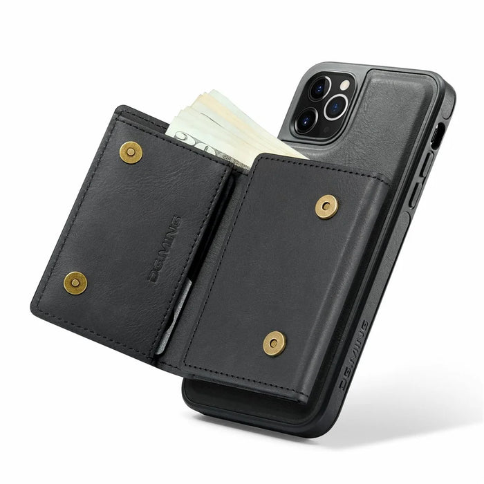 DG.MING M6 Series For iPhone 11 Pro Case Magnetic Wallet PU+PC+TPU Phone Cover - Black - 3
