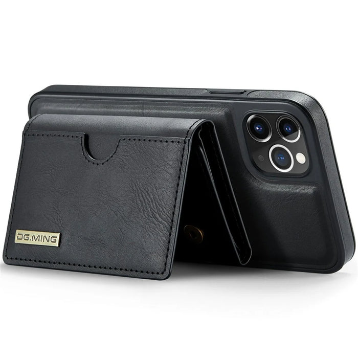 DG.MING M6 Series For iPhone 11 Pro Case Magnetic Wallet PU+PC+TPU Phone Cover - Black - 4