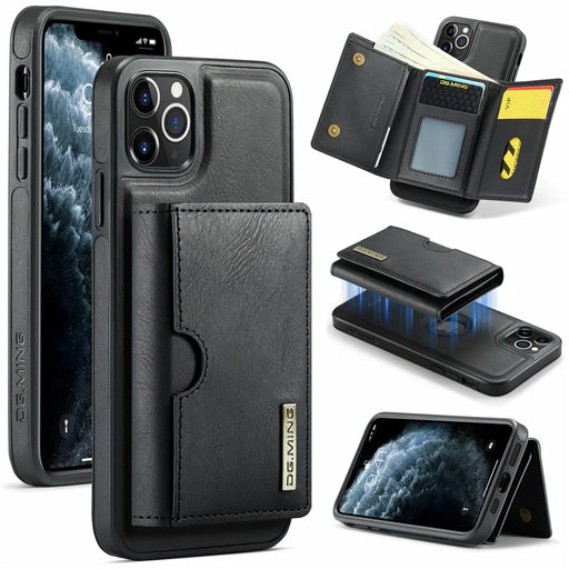 DG.MING M6 Series For iPhone 11 Pro Max Case Magnetic Wallet PU+PC+TPU Phone Cover - Black - 1