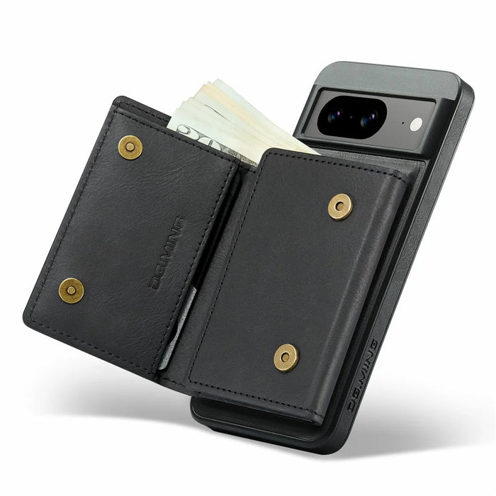 DG.MING M6 Series For Google Pixel 8 Case Magnetic Wallet PU+PC+TPU Phone Cover - Black - 3