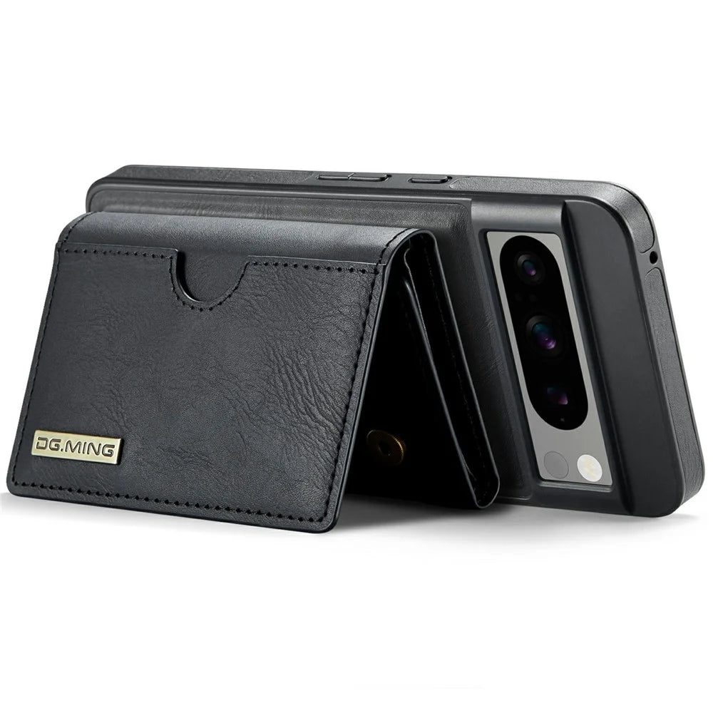 DG.MING M6 Series For Google Pixel 8 Pro Case Magnetic Wallet PU+PC+TPU Phone Cover - Black - 5