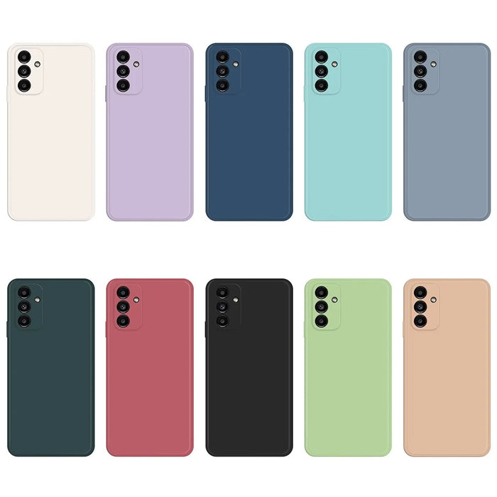 For Samsung Galaxy A13 5G Straight Edge Rubberized Soft TPU Phone Back Case Microfiber Lining Drop-proof Cover - Beige - 6