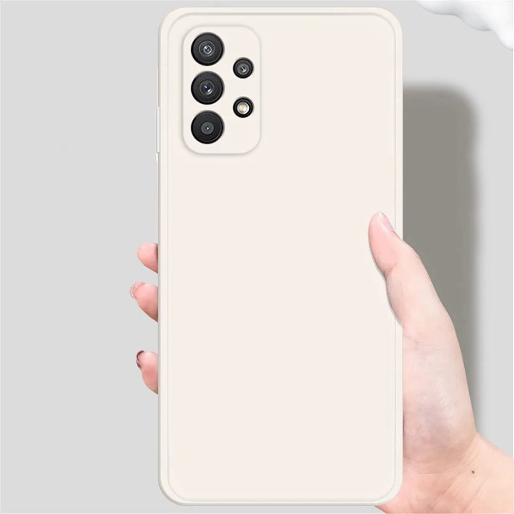 For Samsung Galaxy A32 5G / M32 5G Straight Edge Rubberized Flexible TPU Case Microfiber Lining Anti-Scratch Phone Protective Cover - Beige - 3