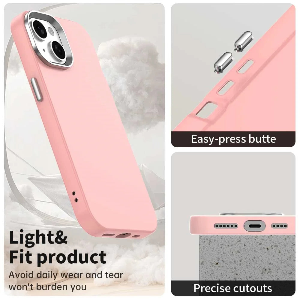 For iPhone 15 Case Soft TPU Anti Drop Protection Phone Cover - Pink - 7