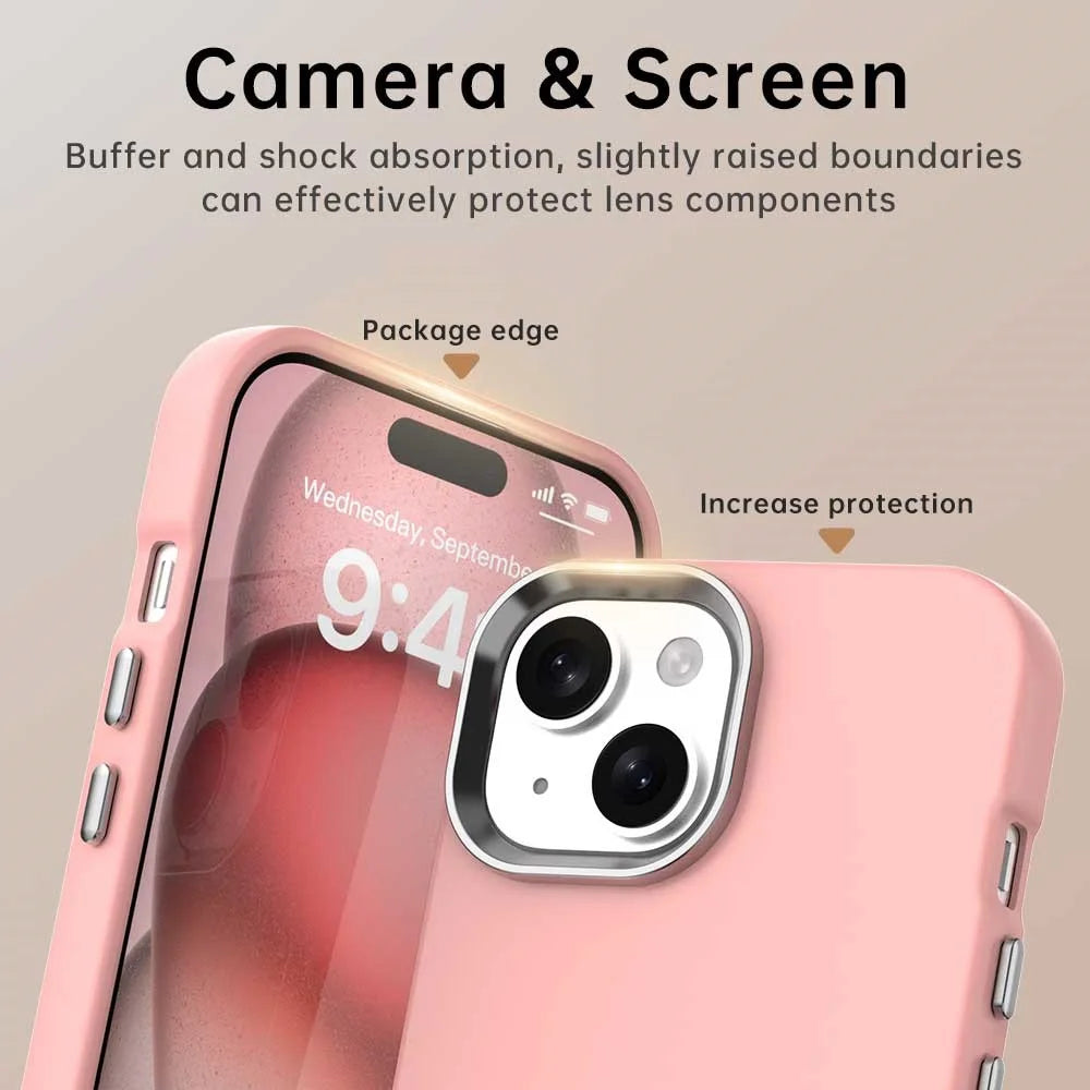 For iPhone 15 Plus / 14 Plus Case TPU + TPE Anti Drop Protection Phone Cover - Pink - 6