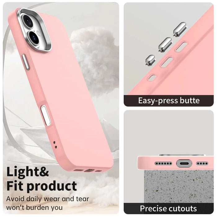 For iPhone 16 Plus Case TPU + TPE Anti Drop Protection Phone Cover - Pink - 7