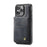 AUTSPACE For iPhone 12 Pro 6.1 inch / iPhone 12 6.1 inch Case  A12 Leather Phone Case with Detachable Card Bag - Black - 2