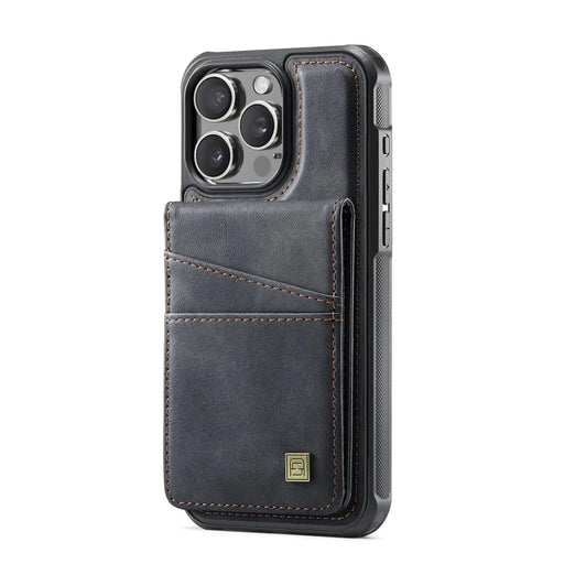 AUTSPACE For iPhone 12 Pro 6.1 inch / iPhone 12 6.1 inch Case  A12 Leather Phone Case with Detachable Card Bag - Black - 2