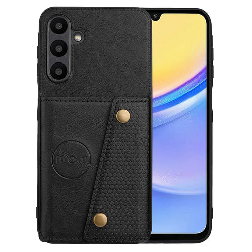 For Samsung Galaxy A26 5G Case with Card Slots Kickstand Leather + TPU Phone Cover - Black - 1