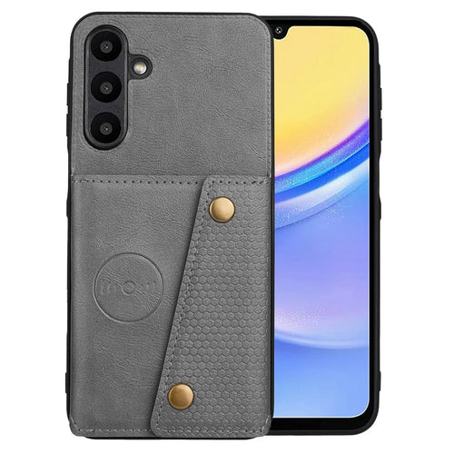 For Samsung Galaxy A56 5G Case with Card Slots Kickstand Leather + TPU Phone Cover - Grey - 1