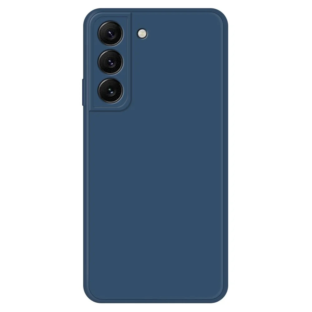 For Samsung Galaxy S22+ 5G Microfiber Lining Design Rubberized Flexible TPU Case Straight Edge Phone Protective Cover - Dark Blue - 1