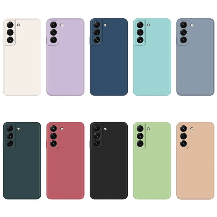 For Samsung Galaxy S22+ 5G Microfiber Lining Design Rubberized Flexible TPU Case Straight Edge Phone Protective Cover - Dark Blue - 6
