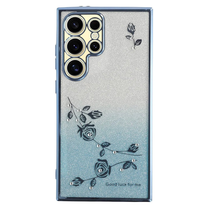 KADEM For Samsung Galaxy S25 Ultra Case Flower TPU Flexible Gradient Phone Cover - Blue - 1