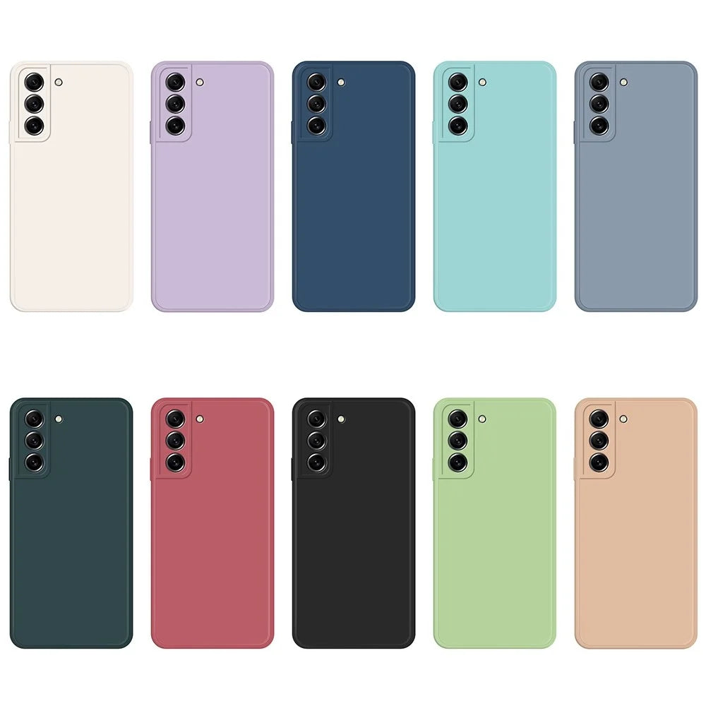 For Samsung Galaxy S21 FE 5G Rubberized Flexible TPU Drop-proof Case Straight Edge Design Microfiber Lining Phone Protective Cover - Beige - 6
