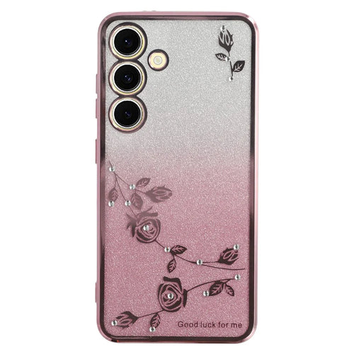 KADEM For Samsung Galaxy S25+ Case Flower TPU Flexible Gradient Phone Cover - Rose Gold - 1