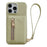 For iPhone 15 Pro Max Case Card Slots Kickstand PU Leather Back Cover with Zipper Pocket, Wrist Strap - Green - 1