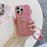 For iPhone 14 Pro Case Card Slots Kickstand PU Leather Back Cover with Zipper Pocket, Wrist Strap - Pink - 3