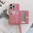 For iPhone 14 Pro Case Card Slots Kickstand PU Leather Back Cover with Zipper Pocket, Wrist Strap - Pink - 6