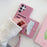 For Samsung Galaxy S25 Ultra Case Card Slots Kickstand PU Leather Back Cover with Zipper Pocket, Wrist Strap - Pink - 4