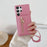 For Samsung Galaxy S25 Ultra Case Card Slots Kickstand PU Leather Back Cover with Zipper Pocket, Wrist Strap - Pink - 6