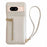 For Google Pixel 8 Case Card Slots Kickstand PU Leather Back Cover with Zipper Pocket, Wrist Strap - White - 1