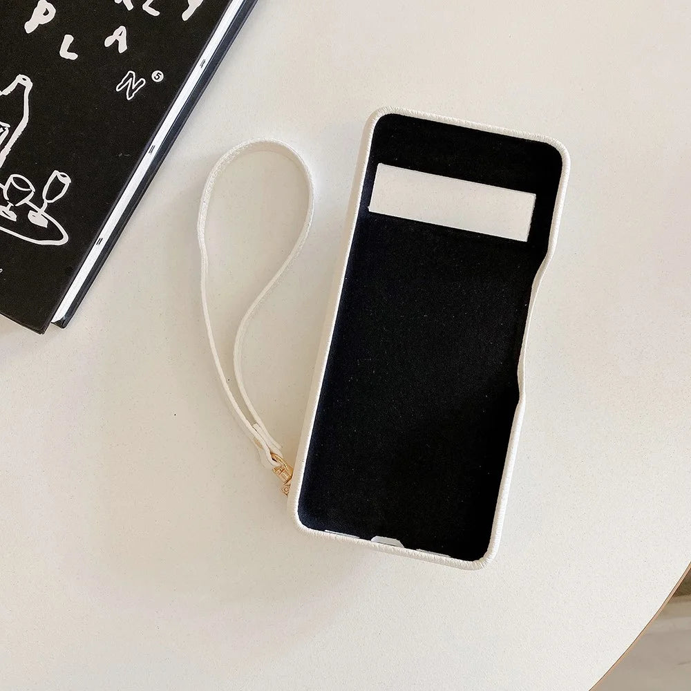 For Google Pixel 8 Case Card Slots Kickstand PU Leather Back Cover with Zipper Pocket, Wrist Strap - White - 3