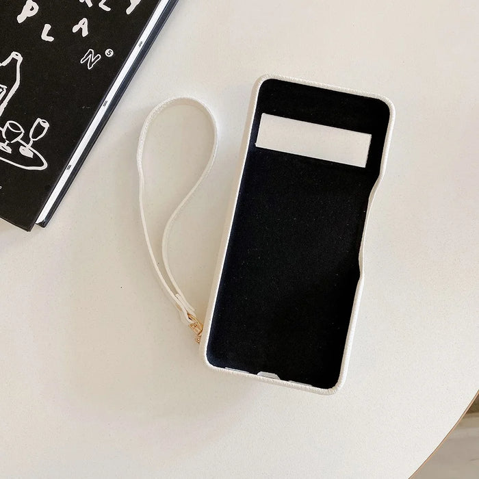 For Google Pixel 8 Case Card Slots Kickstand PU Leather Back Cover with Zipper Pocket, Wrist Strap - White - 3