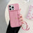 For iPhone 15 Pro Max Case Mirror Design PU Leather Back Cover with Card Slots, Wrist Strap - Pink - 1