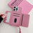 For iPhone 15 Pro Max Case Mirror Design PU Leather Back Cover with Card Slots, Wrist Strap - Pink - 4
