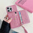 For iPhone 15 Pro Max Case Mirror Design PU Leather Back Cover with Card Slots, Wrist Strap - Pink - 5