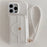 For iPhone 15 Pro Case Mirror Design PU Leather Back Cover with Card Slots, Wrist Strap - White - 2