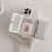 For iPhone 15 Pro Case Mirror Design PU Leather Back Cover with Card Slots, Wrist Strap - White - 6