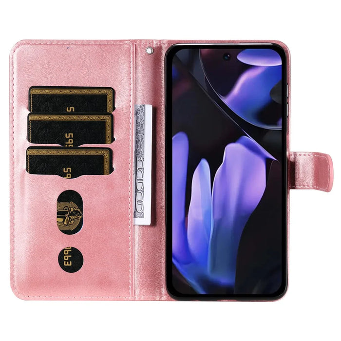 For Google Pixel 9a Case Zipper Wallet Calf Texture PU Leather Phone Cover - Pink - 2