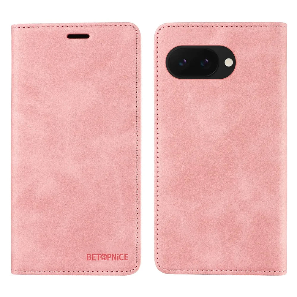 BETOPNICE 003 For Google Pixel 9a Wallet Case Leather Phone Cover with Stand - Pink - 1