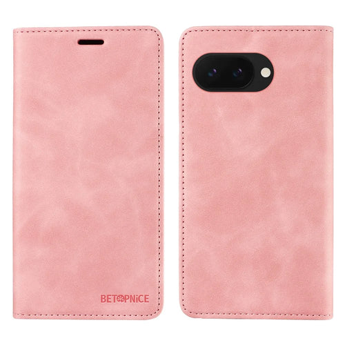 BETOPNICE 003 For Google Pixel 9a Wallet Case Leather Phone Cover with Stand - Pink - 1