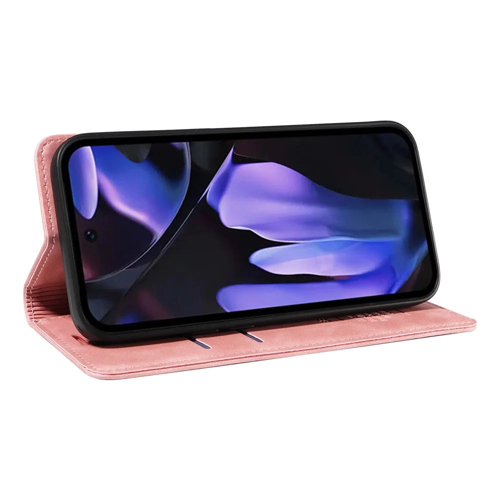BETOPNICE 003 For Google Pixel 9a Wallet Case Leather Phone Cover with Stand - Pink - 3
