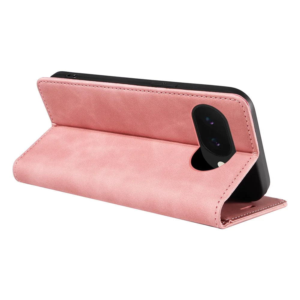 BETOPNICE 003 For Google Pixel 9a Wallet Case Leather Phone Cover with Stand - Pink - 4