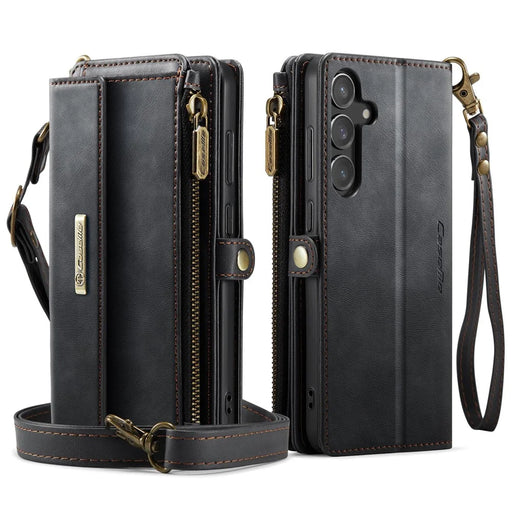 CASEME For Samsung Galaxy S23 FE Case  C39 RFID Blocking Zipper Wallet Stand Leather Cover with Strap - Black - 2