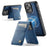 AUTSPACE For iPhone 13 Pro 6.1 inch Case  A12 Leather Phone Case with Detachable Card Bag - Blue - 3